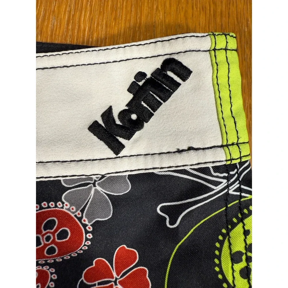Katin Boardshorts 36 Skull Paisley Clover Surf Y2K‎ Tattoo Punk Board Shorts
